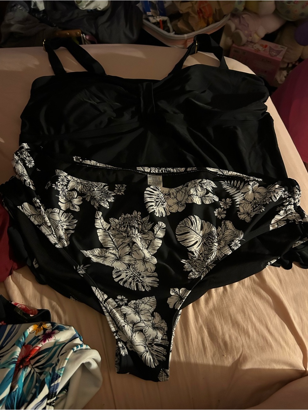Black Floral Two-Piece Women's Swim Set